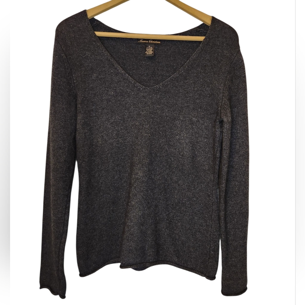 Marisa Christina Luxe Angora Rabbit Fur, Wool Sweater - Charcoal Gray, Medium